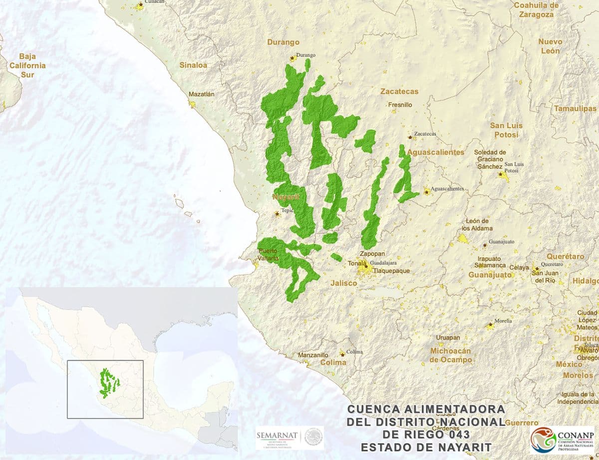 Distribución de la CADNR 043 Estado de Nayarit. Fuente: Comisión Nacional de Áreas Naturales Protegidas (Conanp)