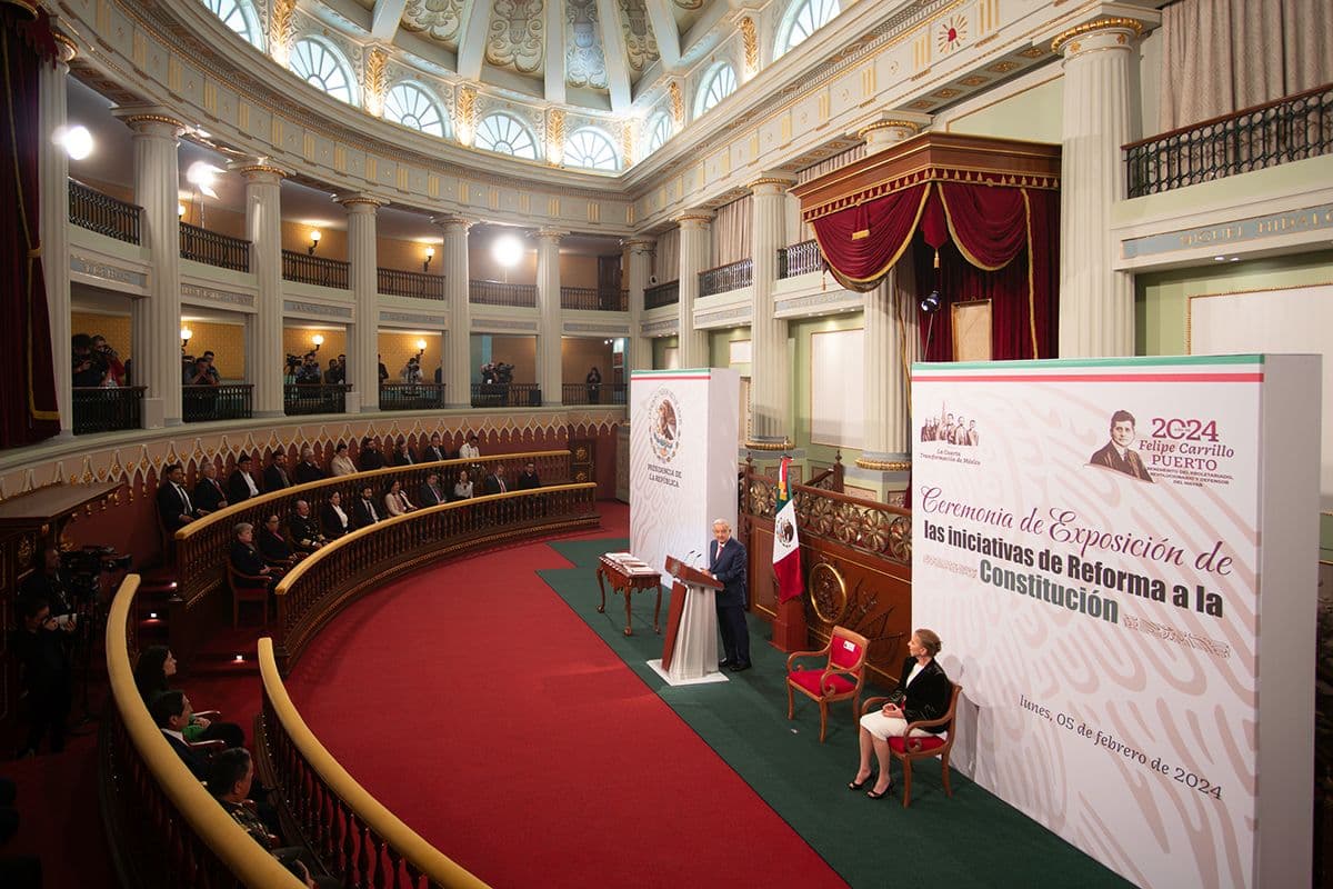 President López Obrador during the presentation of reform initiatives. Photo: Government of Mexico.