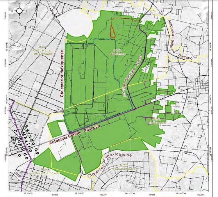 Foto: Delimitación del ANP. Fuente: Estudio Previo Justificativo para la declaratoria del Área de Protección de Recursos Naturales Lago de Texcoco.