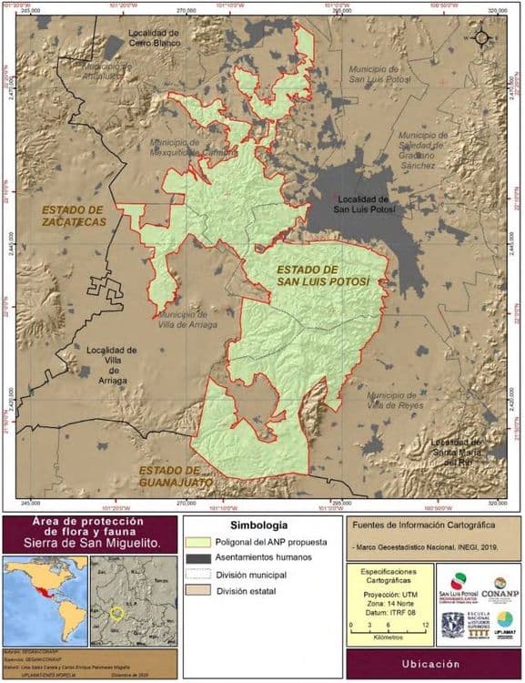 Delimitation of the polygonal of the proposed ANP. Source: Prior Justification Study for the declaration of the Flora and Fauna Protection Area.